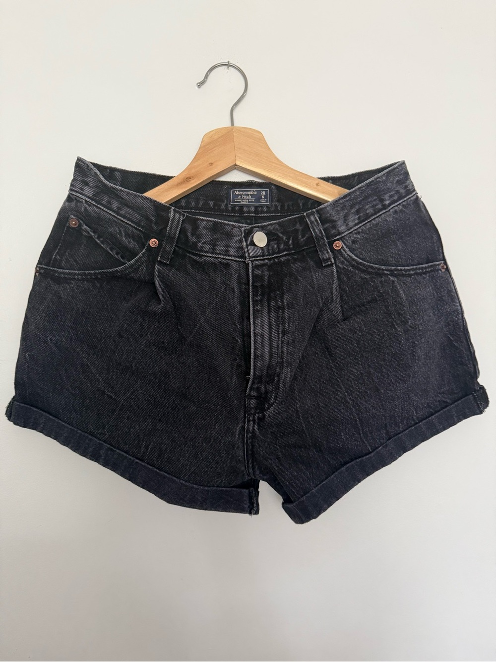 Abercrombie & Fitch Black Washed Denim Shorts